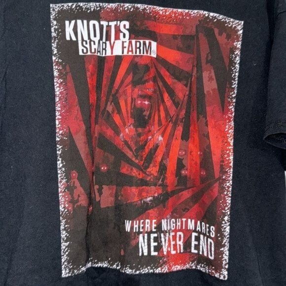 Knotts Scary Farm Black T-Shirt XL Port & Company 100% Cotton - Picture 3 of 5